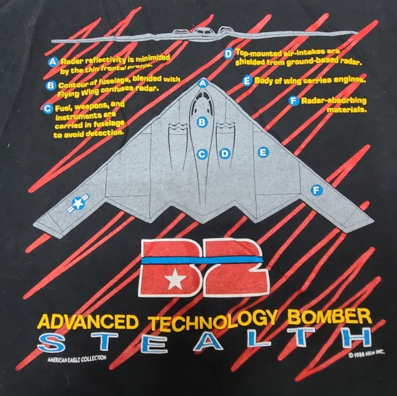 B2 Advanced Technology Bomber Stealth Black XL Cotton Shirt American Eagle 1988 - Picture 11 of 16